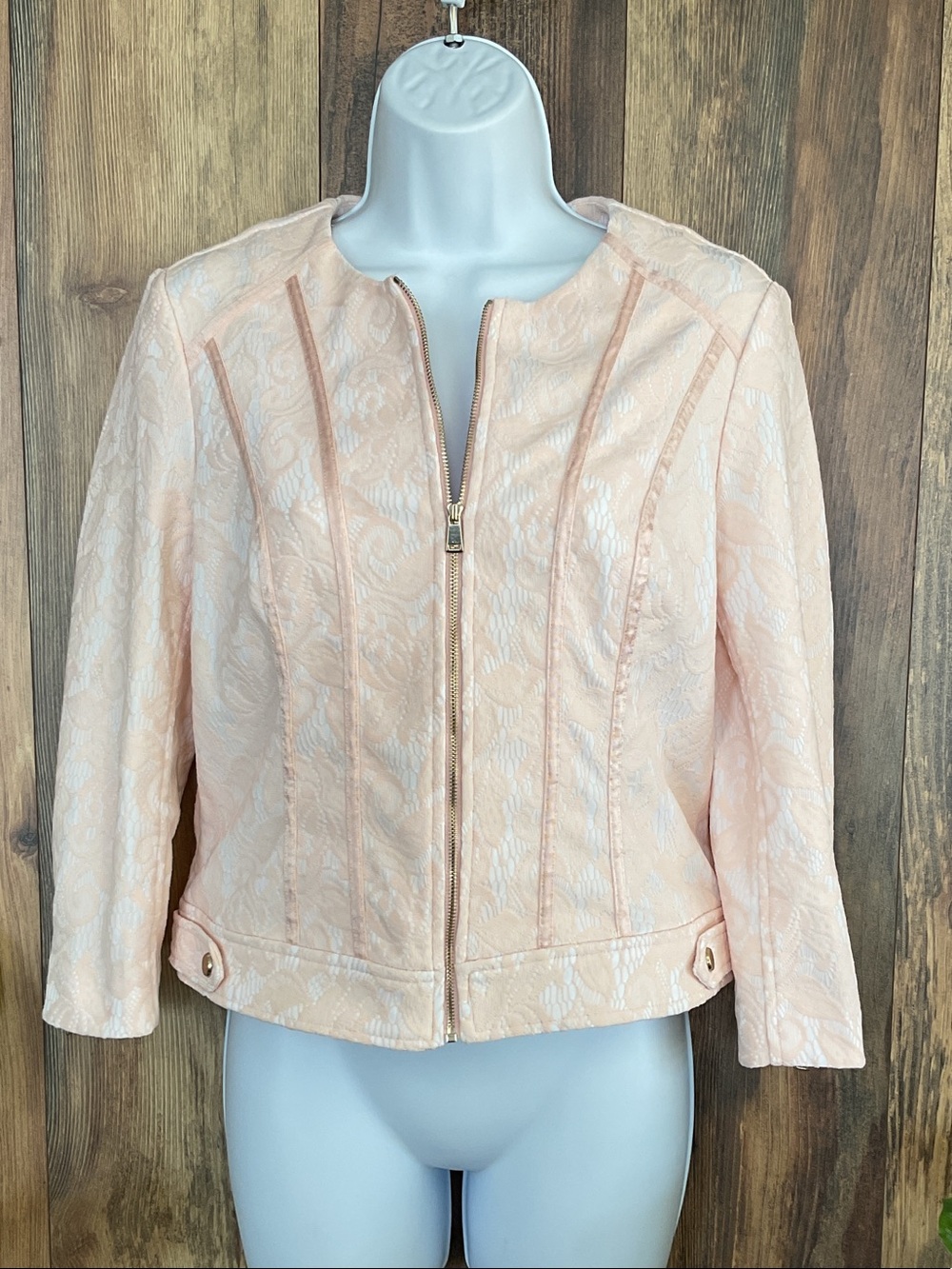 Cache Lace Zip-Front Crop Blazer Jacket 2     115B